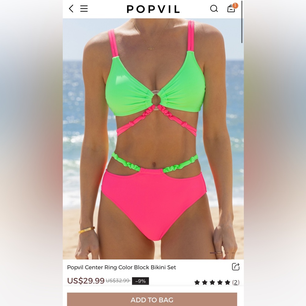 NWT Popvil Bikini. Size M, fits true to size, quality material.